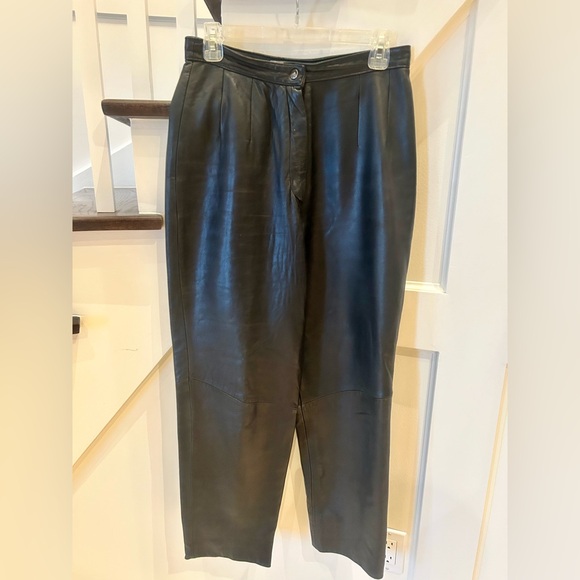 Lord & Taylor Lambskin Leather High-Waisted Pants Size 10 - Picture 4 of 9
